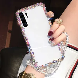 휴위 케이스 패션 다이아몬드 케이스 Huawei P40 P30 Lite P20 PRO P20 PRSM 2020 2021 HUAWEI MATE를위한 Lanyard Rhinestone Cover 10 Lite CAQA L230731