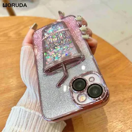 Случаи по сотовым телефонам Bling Star Quicksand Cup Cover для iPhone 14 Pro Max 13 Pro 12 Pro Max 11 мягкая силиконовая линза Plind Protector Luxury Shining Case L230731