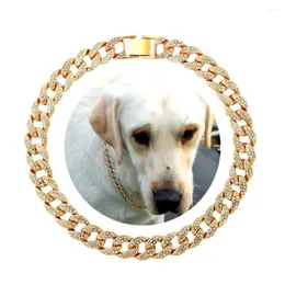 Dog Collars Chain Iced Out Cuban Collar Necklace Bling Rhinestone Metal For Small Medium Large Dogs Cat Accessories