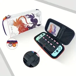 Saco de armazenamento branco com estampa de dragão estojo protetor console de jogos para Nintendo Switch