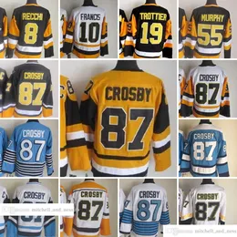 Movie Vintage Hockey 87 Sidney Crosby Jerseys CCM Embroidery 55 Larry Murphy 19 Bryan Trottier 10 Ron Francis 8 Mark Recchi Jersey White Oraneg Black Blue