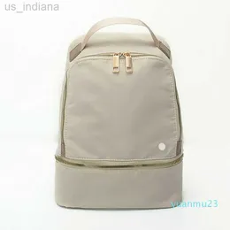 학교 가방 LU-066 6 색 고품질 Lulu 야외 가방 학생 학교 주머니 백팩 숙녀 대각선 가방 새로운 가벼운 배낭 루 여성 요가 Z230802