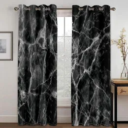 Curtain Abstract Rrack Marble Textured Rock Black Serie Thin Windows Curtains For Living Room Bedroom Decor 2 Pieces