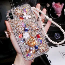 Mobiltelefonfodral Bling Jeweled Rhinestone Crystal Diamond Phone Case för Samsung Galaxy S20 Ultra S10 Plus A20 A30 A50 A70 A51 A71 A90-5G Cover L230731