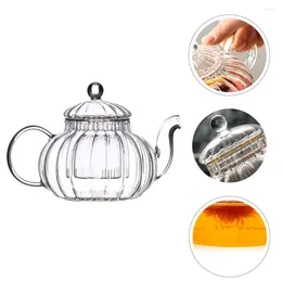 Conjuntos de louça Bule de vidro com tampa infusora Forma de abóbora florida e chá de folhas soltas Bule de café para festa