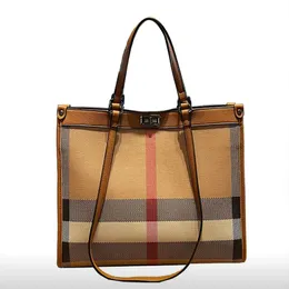 2023 Ny mode Senior Sense Plaid stor kapacitet enkel axelväska handväska kvinnlig tote stor väska läderväska