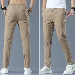 Men's Pants Slim Fit Casual Trousers Drawstring Streetwear Elastic Waistband For