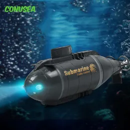 Barcos rc submarinos elétricos rc simulação de brinquedo mini barcos à prova dwaterproof água recarregável 2.4g navio com controle remoto brinquedos elétricos para meninos crianças 230801