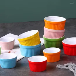 Set di stoviglie Creative Striped Small Baking Bowl Double Skin Milk Uovo al vapore Pudding Cup Stoviglie Posate riutilizzabili