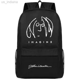 Skolväskor Lennon Ryggsäck John Day Pack Rock Band School Bag Musik Packsack Quality Rucksack Sport School Burbag Outdoor Daypack264C Z230802