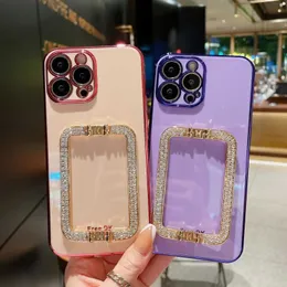 Capas de celular 3D Crystal Square Holder Plating Phone Case Para Samsung Galaxy S9 S10 S20 S21 S22 Plus Ultra + Pro FE Note 10 20 Lite 8 9 Cover L230731