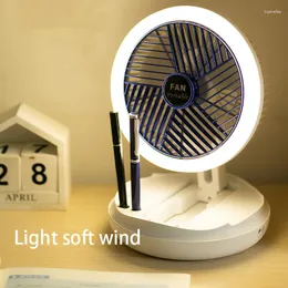 Vikning/takfläkt skrivbord hängande vägg USB mini bärbar luftcirkulation med nattljus för hemmakontorets sovsal