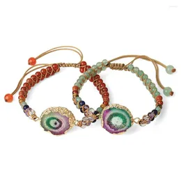 Strand Handmade Weave Natural Stone Wrap Bracelet Multi-Color Beads String Braided Druzy Yoga Friendship Jewelry Drop