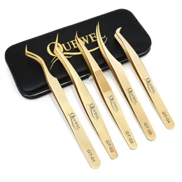 Makeup Tools Quewel 5pcs Professional Eyelash Tweezers Stainless Steel Volume Lashes Antistatic Excellent Clre 230801
