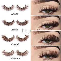 거짓 속눈썹 Asiteo New Mink Fur 3D Lashes Oamber Closed Colored Natural Long Fluffy Daily Handmade Stage Show False Brown 속눈썹 Arianna x0802