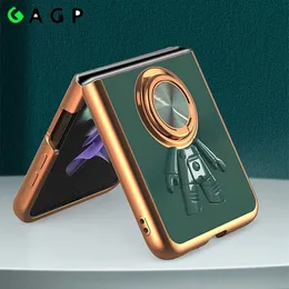 Obudowy telefonu komórkowego Uchwyt pierścienia magnetycznego dla Samsung Z Flip 3 4 Case Splating Astronauta Stacket Stand For Galaxy Z Flip 4 3 Flip3 Flip4 Luksusowy pokrycie L230731