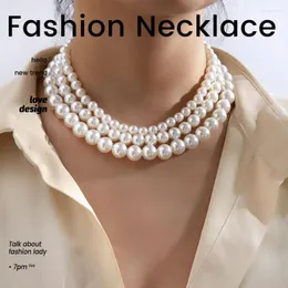 Choker vintage Collier Perle Collar de Perlas Gargantillas Mujer Pegadas Al Cuello Chocker Layed Pearl Necklace för kvinnor