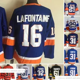 1997-1999 Movie Retro CCM Hockey Jersey Embroidery 31 Billy Smith Jerseys 29 Brock Nelson 32 Steve Thomas 91 John Tavares 16 Pat LaFontaine Vintage Jerseys For Man