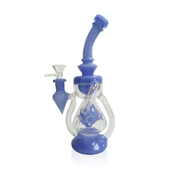 New Style Punch Hookahs Glass Bong Recycler Smoking Water Pipe Dab Rig 24cm Height with 14mm Joint