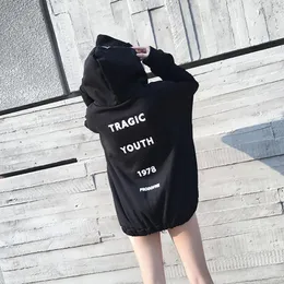 Women's Hoodies Loose Plus Size Thickening Velvet For Teen Girls Y2k Sexy Korean Vintage Streetwear Zipper Character Printed