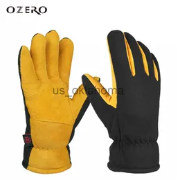 Ski Gloves OZERO Deerskin Winter Gloves Outdoor Sport Shoveling Thermal Snow Warm work Gloves Windproof Skiing Cycling Motorcycle gloves J230802