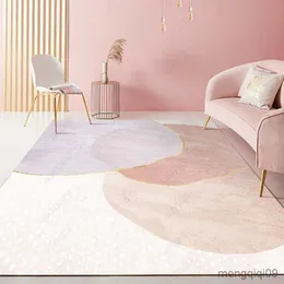 カーペットノルディック抽象ピンクのかわいいカーペットリビングルームのための家の装飾ソファテーブル大エリアラグベッドルーム床マットモダンホームデコレーションR230802