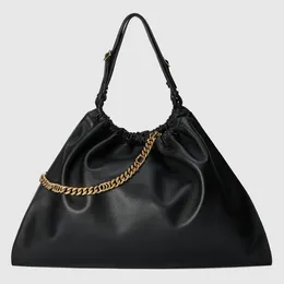 Designer shoulder bag mirror quality large tote bag with round interlocking top handle and chain shoulder strap reinterprets