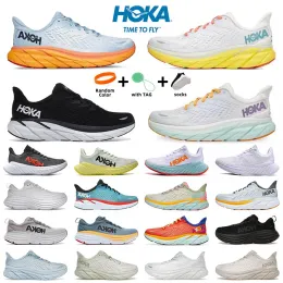 2023 Hoka One Bondi 8 Clifton Athletic Running Shoes on Cloud Runner Hokas Carbon X2 Triple White White Light Blue Hokas Assorption Sports Shoopt
