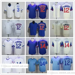 فيلم Vintage Movie Baseball يرتدي Jersey 12 Kyle Schwarber 14 Ernie Banks 3 David Ross 1968 1994 Retro Jerseys