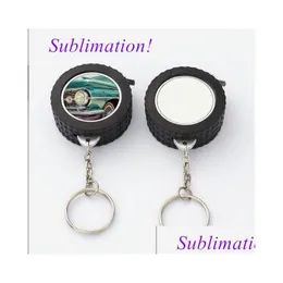 Pendants Sublimation Blank Round Pendant Heat Transfer Tape Measure Metal Key Chain European And American Ornaments Gift A0020 Drop De Dhdwp