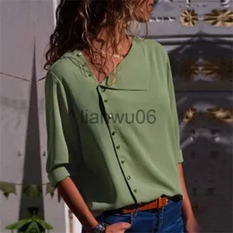 Women's Blouses Shirts Hot 2018 Fashion 7 Colors Buttons Irregular Long Sleeves Blouse Women Sexy Autumn Blouses Skew Collar Shirts Yellow Female Tops J230802