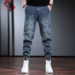 Erkek Kot Streetwear Moda Erkekler Büyük Cep Tasarımcısı Gevşek Fit Gündelik Denim Kargo Pantolon Hip Hip Hop Joggers Geniş Bacak Pantolonları 230801