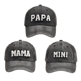 MAMA PAPA Cappello da baseball per Parentchild Visiera parasole Lettere Stampa Cappellini lavati Ragazzi Ragazze Mini Cappellini da festa C256
