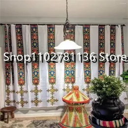 Curtain Luxury Saba Telet Design Ethiopian Eritrean 2 Pieces Light Filtering Curtains For Living Room Bedroom Kitchen Window Drape Decor