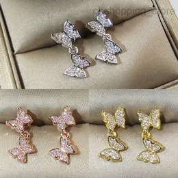 Brincos de designer de borboleta coreana de luxo diamante brilhante bling cristal prata ouro geometria brinco brincos brincos para mulheres