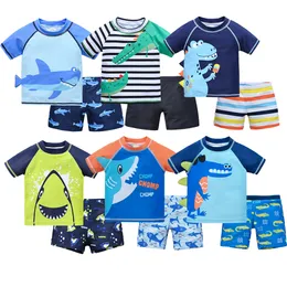 S Kids Boy Swimsuit Cool Print 2 PCS Lot 1 7 Years Summer Kids Board Shorts Boys Swimwear Beach Surfing 230802
