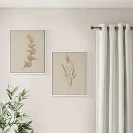 18 x 22植物キャンバスの壁アートプリント、2のセット、白