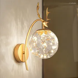Wall Lamps ART DECO Lamp Ball Glass Iron Golden Europe Indoor 5w LED Light Fixture Modern Living Dining Room Background Bedroom Porch