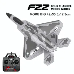 Aircraft Modle BM22 F22 Fighter 4CH Większa płaszczyzna 2 4G Stałe skrzydło zdalne sterowanie samolotem elektryczna Piana 49 35 5 12 3 cm Biger Slider Toys 230801