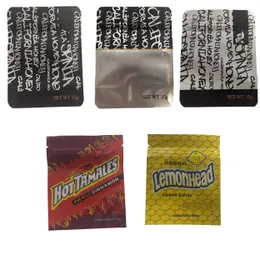 Оптовые упаковочные сумки Горячие тамале Fierce Cinnamon Original Lemonhead 3.5G Mylar Bag Голографическая стоянка