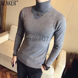 Erkek Sweaters 2022 Sonbahar Yeni Erkek Yavurucu Sweaters Erkek Siyah Gri Seksi İnce Uygun Tulmuş Kükürtler Düz Renk Sıradan Sweaters Örgü J230802