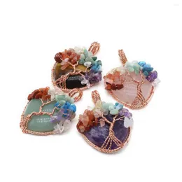 Kolye Kolyeleri 7Chakra Doğal Taş Yonsları Hayat Ağacı El Yapımı Kalp Pembe Kristal Takılar Mücevher Yapımı DIY Kolye Aksesuarları