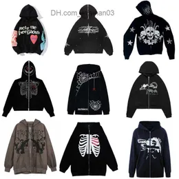 Herrhuvtröjor Sweatshirts Men's Women's Top Sweatshirt American Fashion Full Zip Hoodie Black Skeleton Style Slow Hoodie Coat Sportswear Z230802