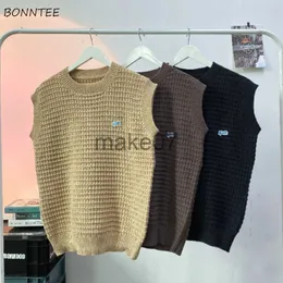 Men's Sweaters Sweater Vest Men Autumn Designer BF Oneck Knitwear High Street Simply Allmatch Retro Kpop Stylish Casual Handsome Hipster Chic J230802