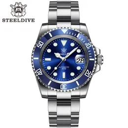 Наручительные часы SD1953 Steeldive Men Men Механические наручные часы 41 -мм часы из нержавеющей стали NH35 Sapphire Glass Watches Reloj 230802