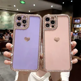 Cell Phone Cases Luxury Plating Love Heart Diamond Bling Glitter Phone Case For iPhone 12 11 Pro X XS Max XR 6S 8 7 Plus SE 2020 Soft Back Cover L230731