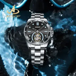 Wristwatches AESOP Top Men's Flying Tourbillon Mechanical Super Luminous Sapphire Glass Ceramic Bezel Waterproof Men Watch