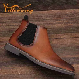 Stiefel Herren Chelsea-Stiefel 2023 Neues Design Mode Leder Herrenstiefel Bequeme Schuhe für Männer #KD136 L230802