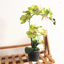 Dekoratif çiçekler 1 set yapay simülasyon ipek çiçek kelebek orkide bonsai ev balkon masaüstü dekorasyon sahte bitki