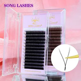 Fałszywe rzęsy Piosenka Lashes Nowi fani Premade YY Shape Black Brown Bulash Extension Dwie wskazówki CD Curl Wysokiej jakości fani x0802